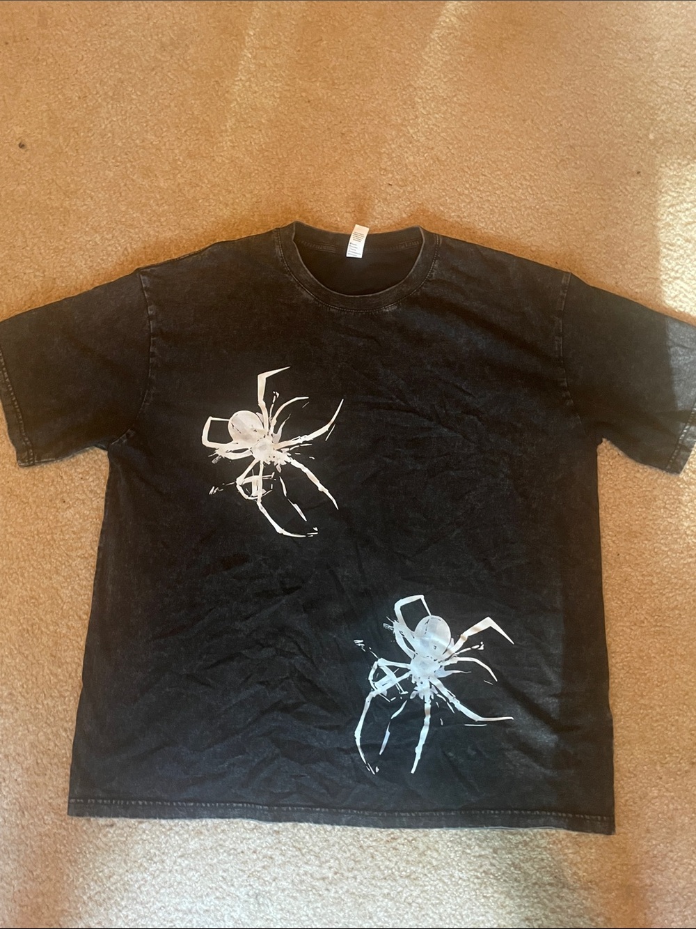 Black Short Sleeve Tee with White Spider Graphics